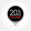 20 percent off. Black Friday Sale and discount pointer or sticker. Price off tag icon. Vector illustration Royalty Free Stock Photo